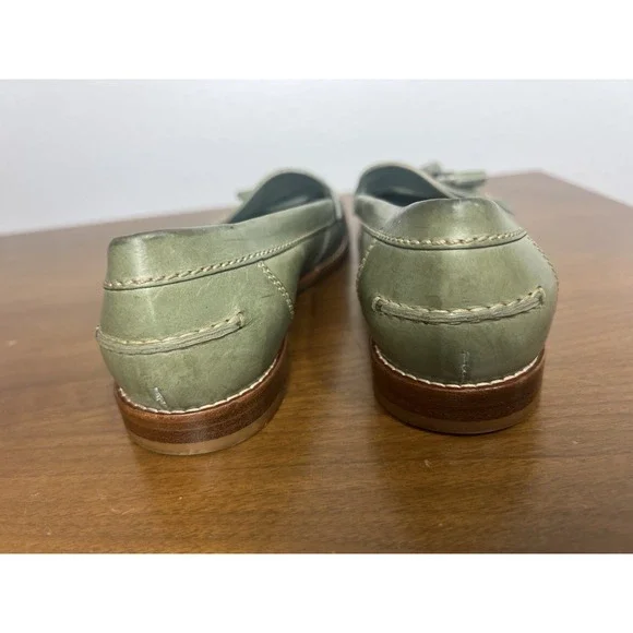 BURBERRY WOMENS LEATHER LOAFERS Green Tassel SHOES EU 36.5 ITALY - Picture 5 of 17